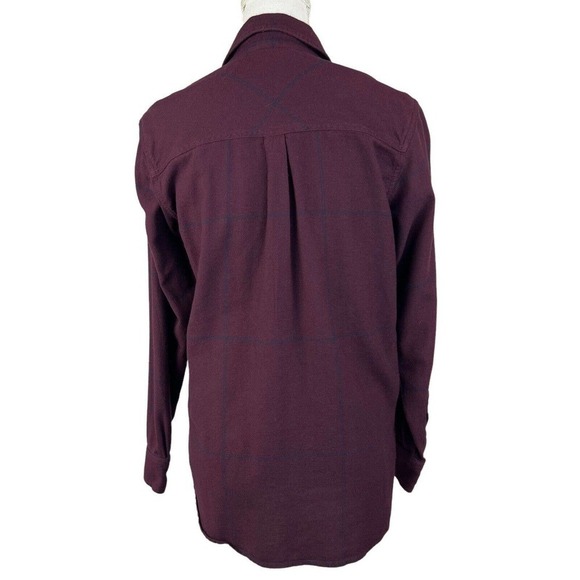 Athleta Heat Tech Flannel Button Down Shirt XS Maroon Windowpane Plaid - Picture 8 of 11